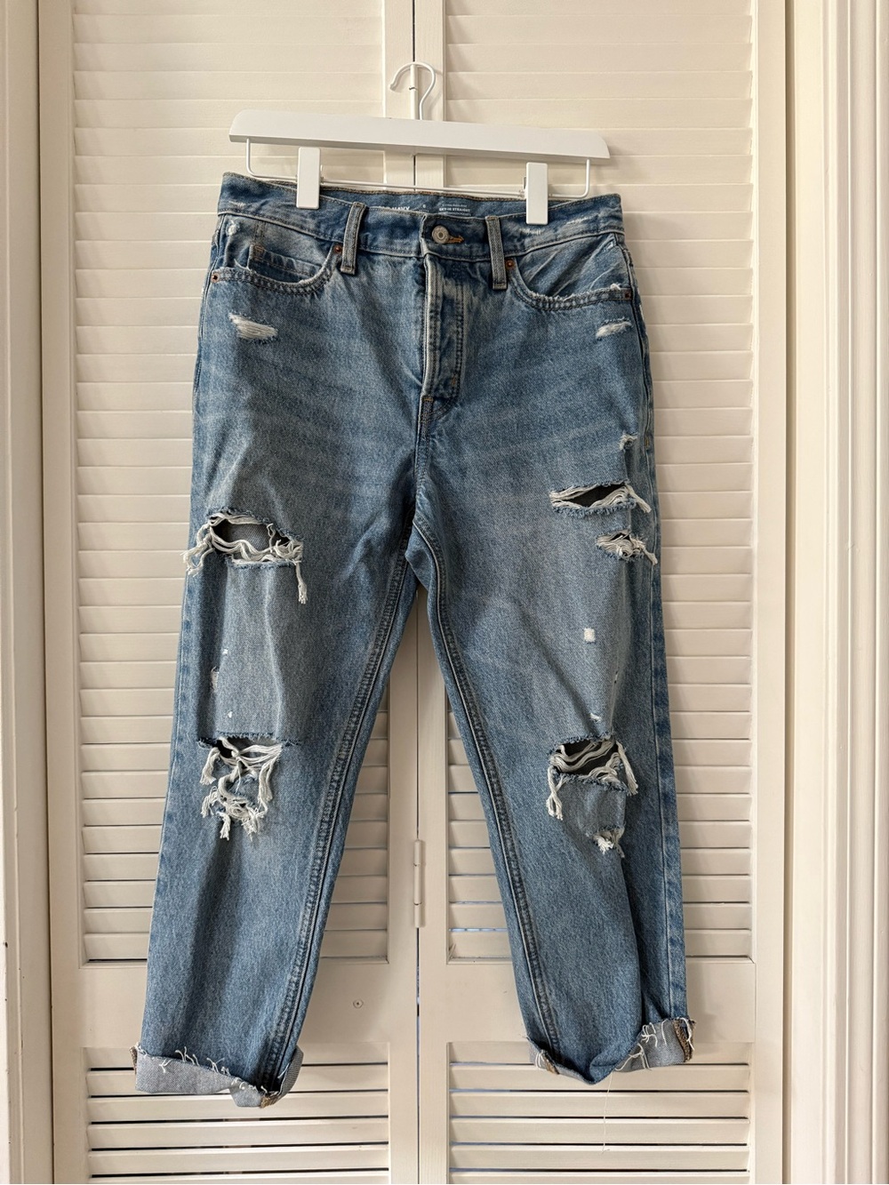 Old Navy Distressed Light Blue Straight Leg Jeans